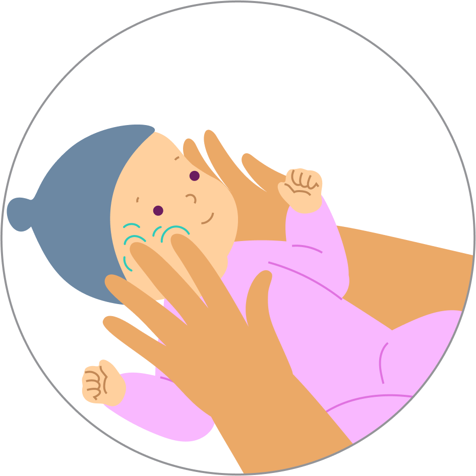 Washing up and a gentle face massage, step 3