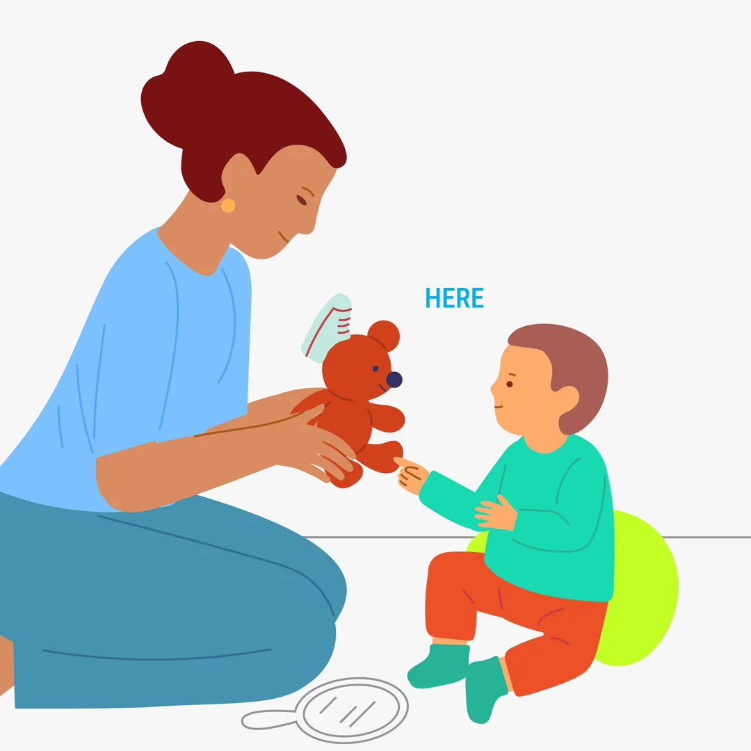 Illustration for ““What’s Wrong?” Laugh at a Silly Situation”, step 4: If the child isn’t tired yet, you can play similarly with a little boot.