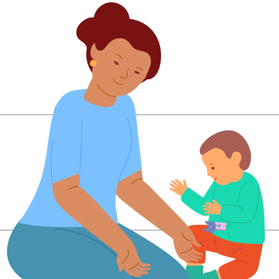 Illustration for “Body Parts: Clothespin Game”, step 2: Clip it onto the child’s shirt at their tummy.
