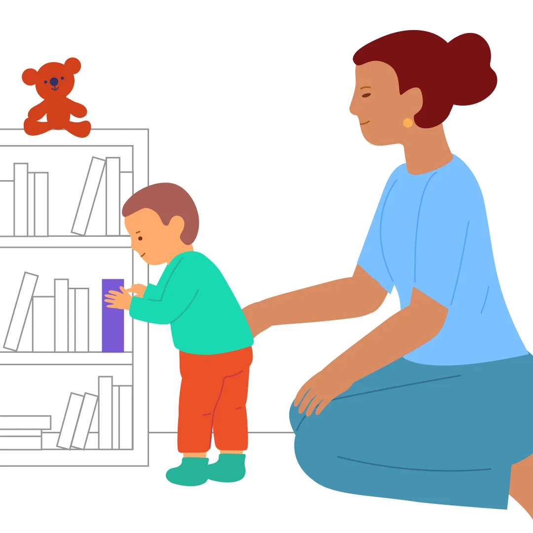 Illustration for “Favorite Fairy Tale Again!”, step 1: Tell the child you’re going to read a book.