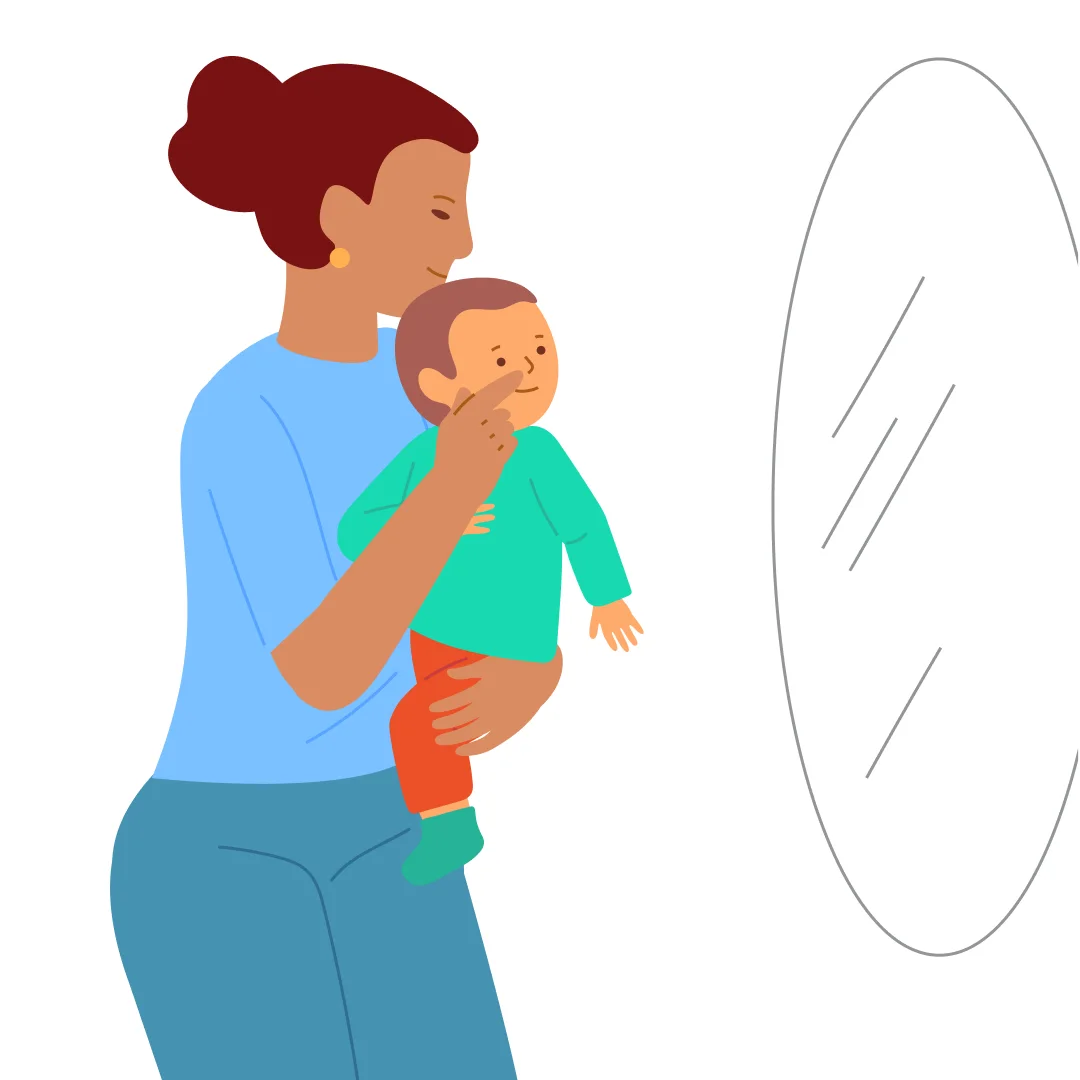 Illustration for “Sweet Kisses”, step 2: Touch the child’s nose with your finger: “This is your nose!