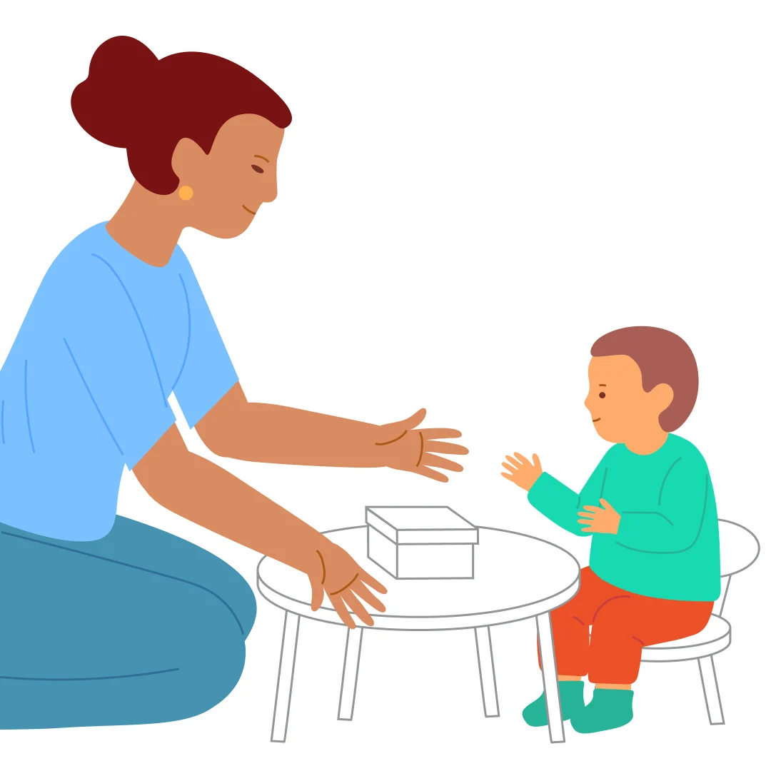 Illustration for ““We Hid! Find Us!””, step 2: In front of the child, hide the phone in a box with a lid: “No phone!”