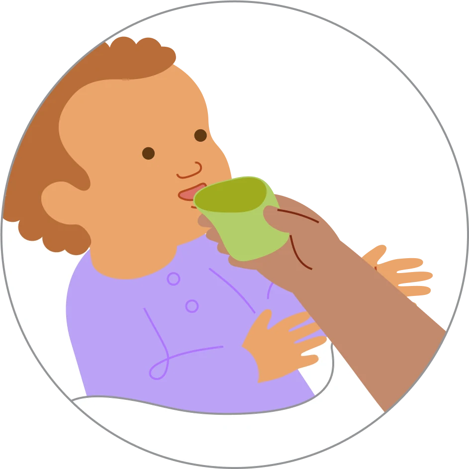 A caregiver offers a cup at the baby’s pace.