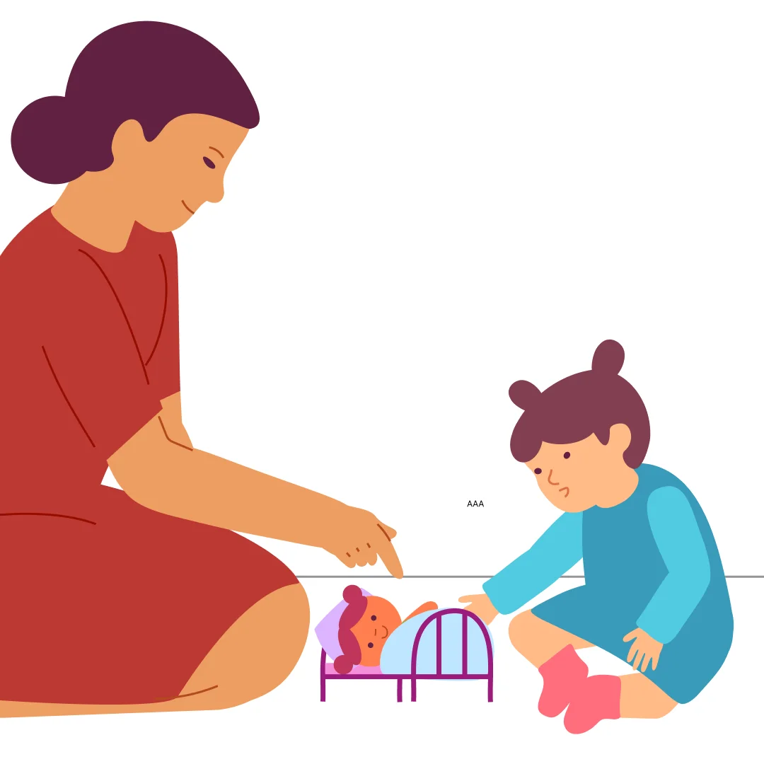 Illustration for “Let's Put the Doll to Sleep”, step 4: Say: “Now you can put Dolly down.