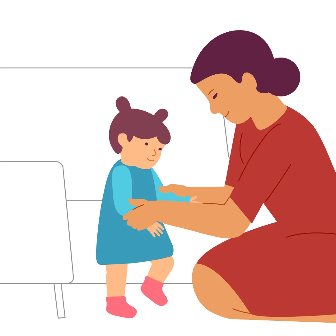 Illustration for “«If You’re Happy and You Know It»”, step 2: Say, "Now let's stomp our feet.