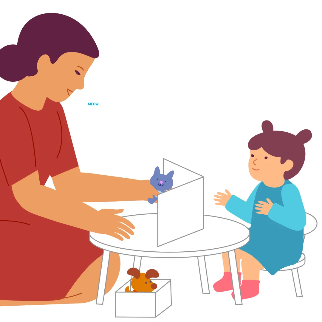 Illustration for “"Who Called You?"”, step 1: Sit facing your baby at the same level.
