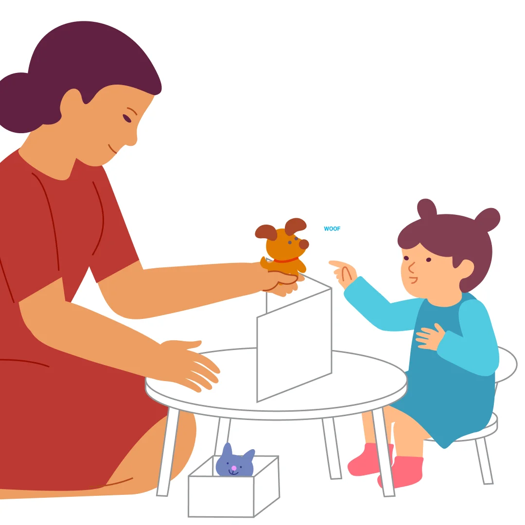 Illustration for “"Who Called You?"”, step 2: Play again, this time hide the doggy behind the screen.