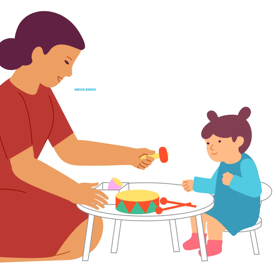 Illustration for “Play Together”, step 2: Take the musical hammer out of the box.