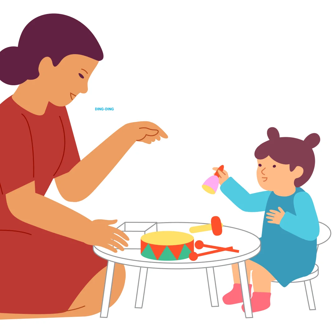 Illustration for “Play Together”, step 3: Take the bell out of the box.