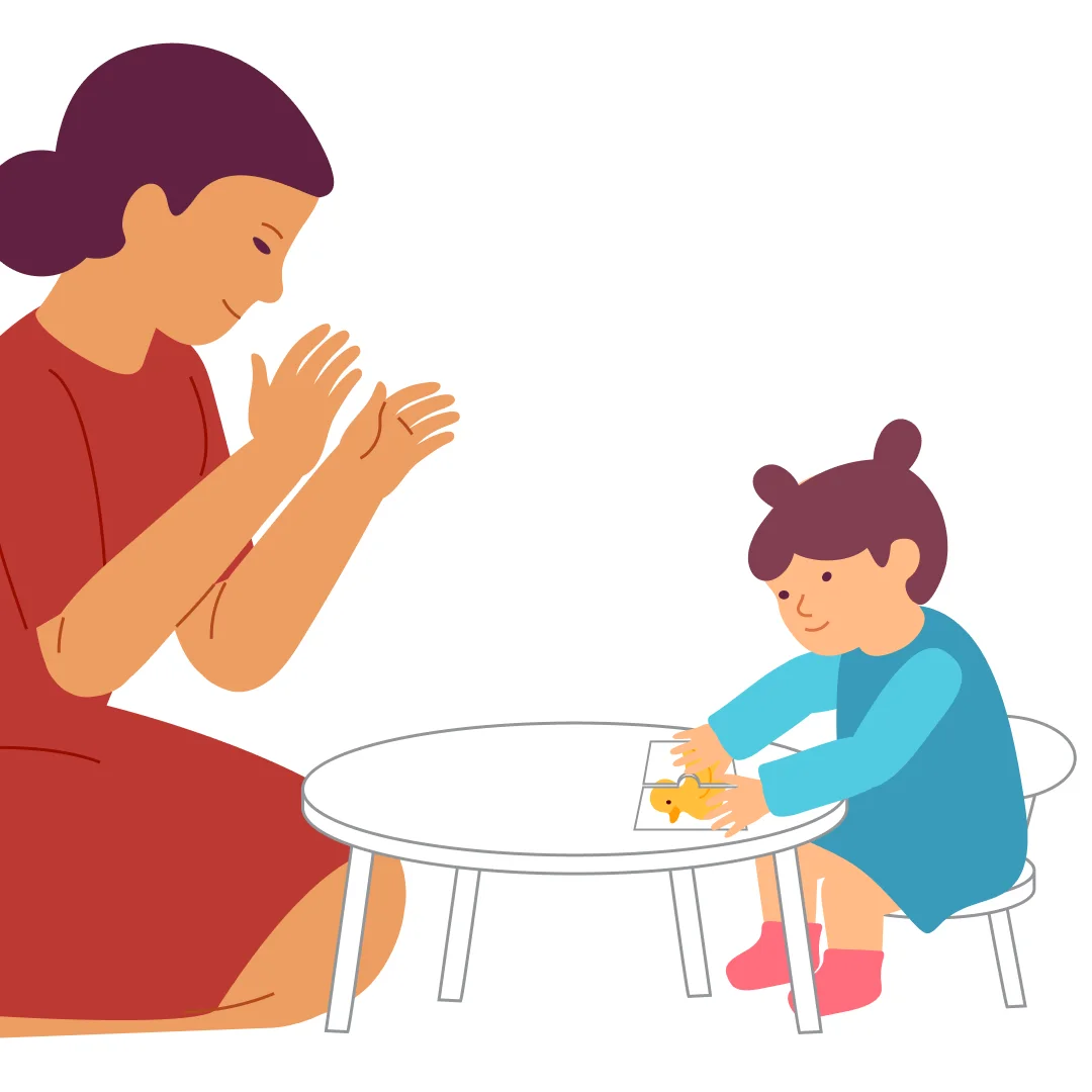 Illustration for “Put the Picture Together”, step 4: Put the next puzzle in front of your baby (for example, a pig).
