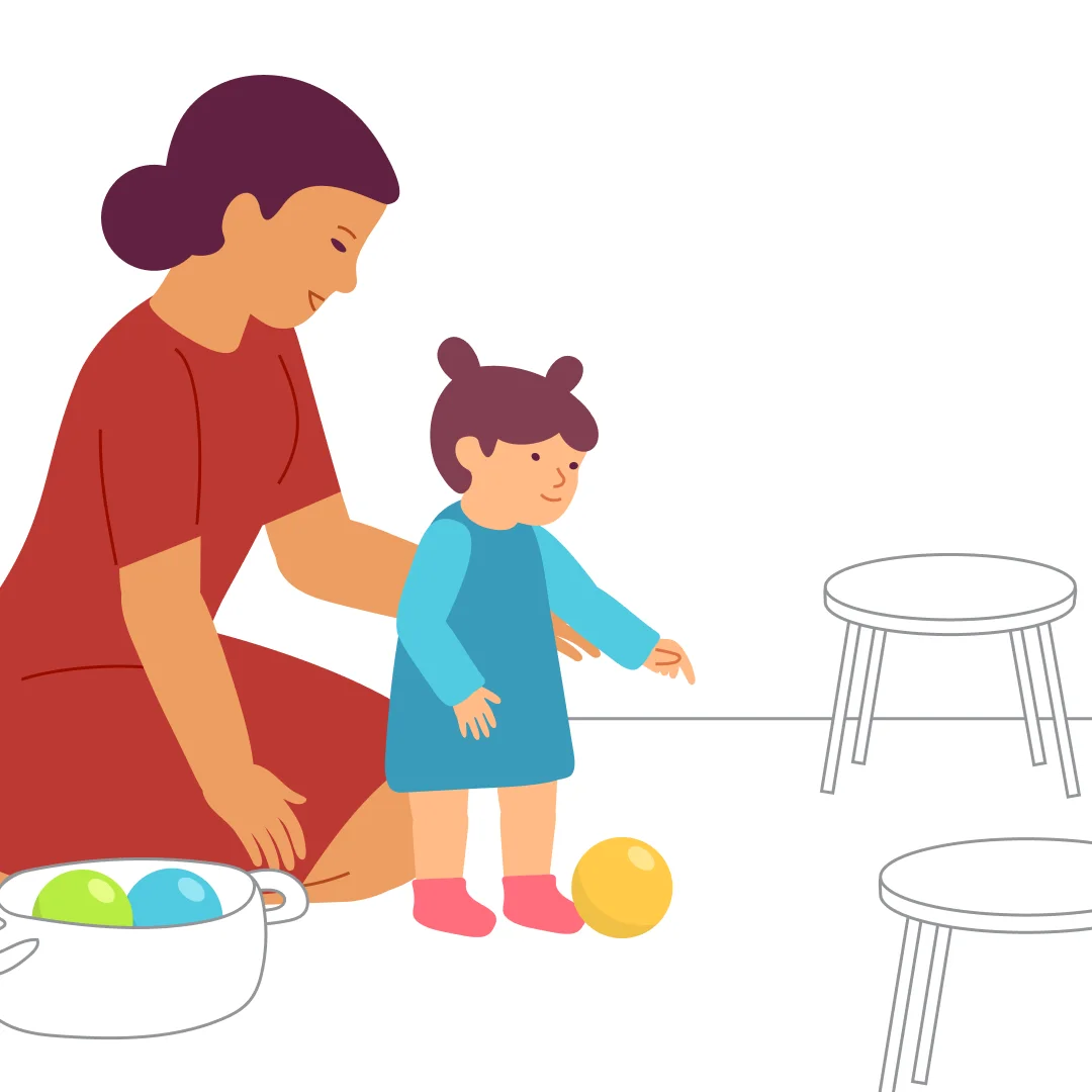 Illustration for “"Goal!"”, step 1: Make a "goal" by placing two chairs or other objects about 1 m apart.
