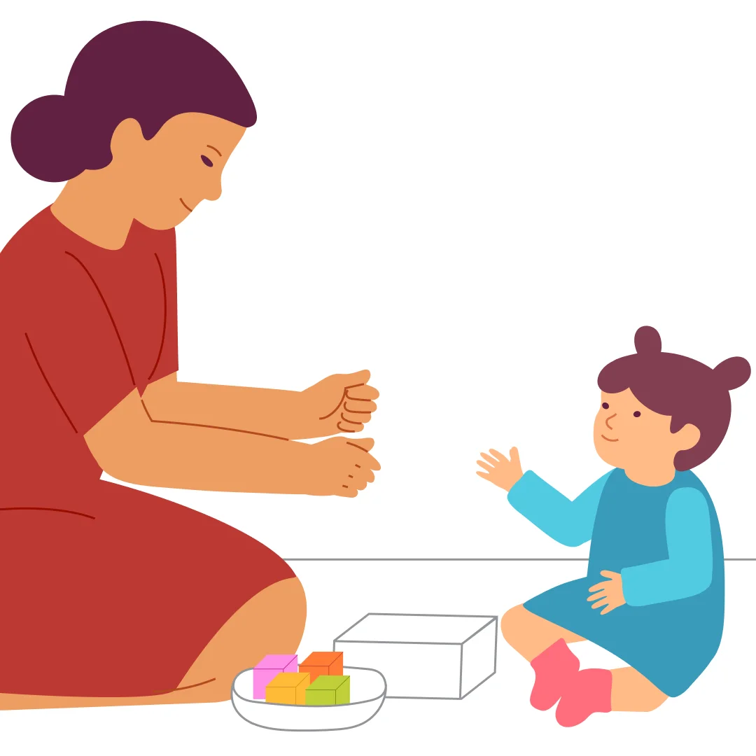 Illustration for “Little Tower”, step 1: Prepare six blocks in a box or basket.