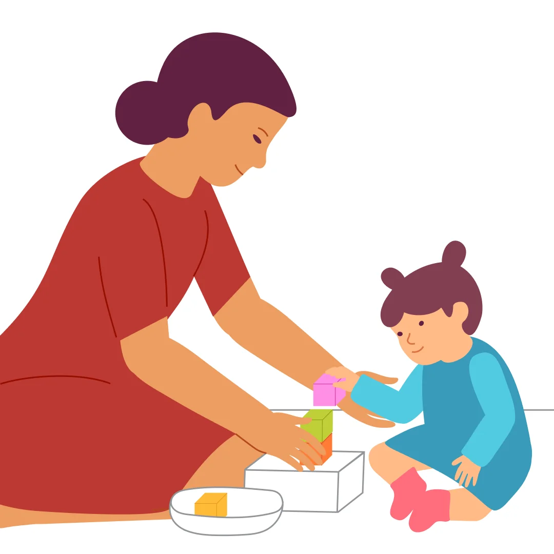 Illustration for “Little Tower”, step 2: Place one block.