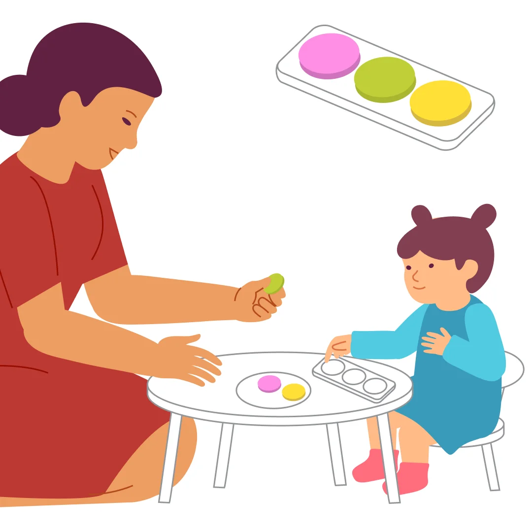 Illustration for “Round Shapes”, step 1: Sit your child in a kiddie chair at the kiddie table.