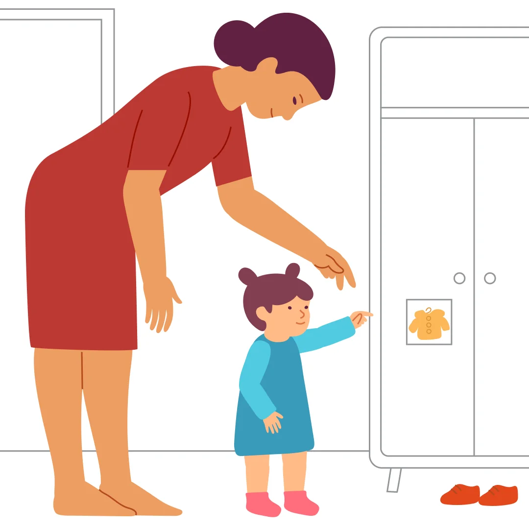 Illustration for “"Where Things Live"”, step 3: Later, ask your little one where things are.
