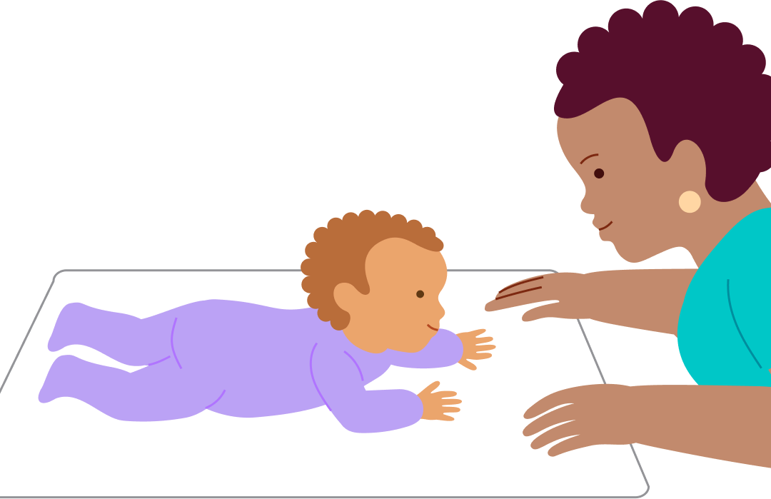 Grab the toy (tummy time), step 1