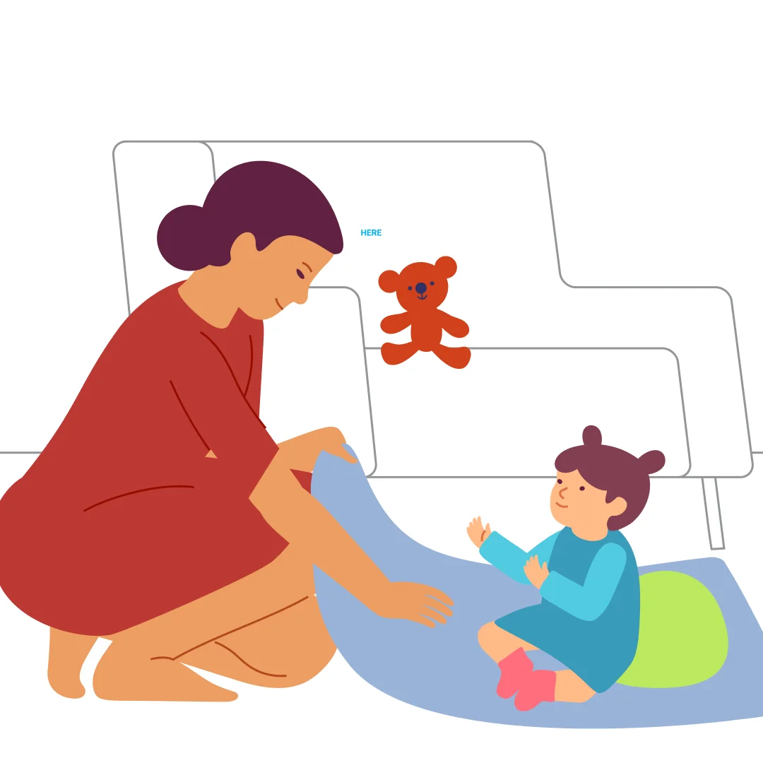 Illustration for “Blanket Ride”, step 2: Stop by the couch: “We’ve arrived!