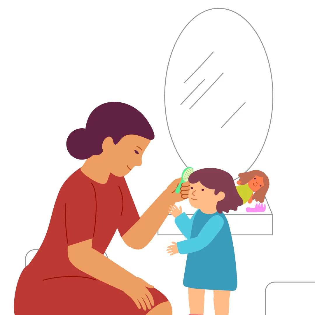 Illustration for “Brush Your Hair”, step 3: Show your child their comb.