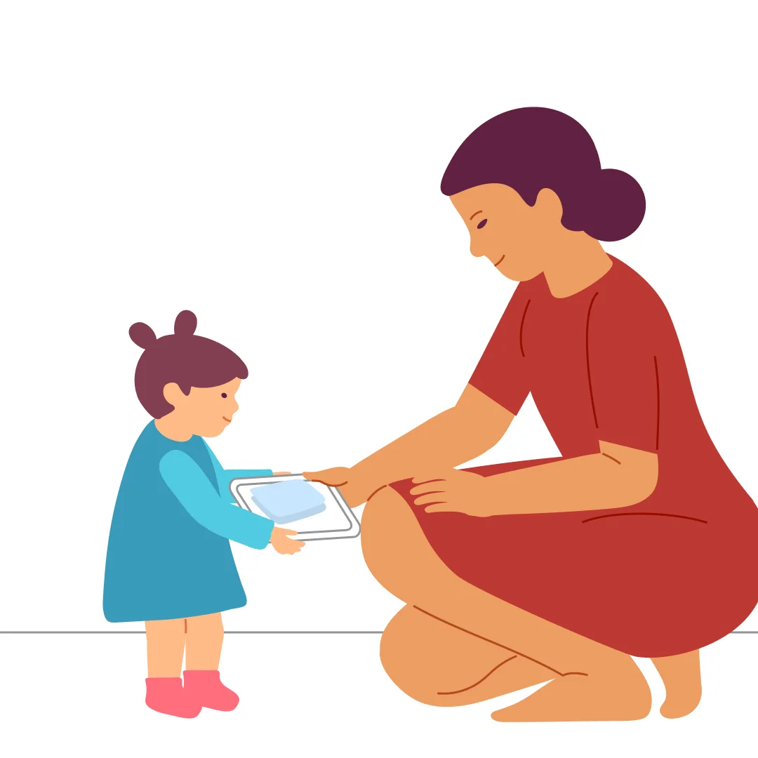 Illustration for “Kitchen Helpers”, step 1: You’ll need a small, lightweight plastic tray with handles or a wide edge that’s easy to hold.