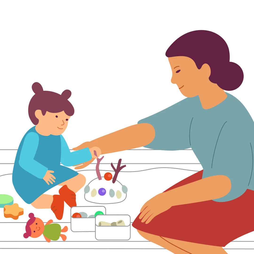 Illustration for “Decorate the Cake”, step 3: Offer to “make candles.” Insert a stick or a piece of spaghetti into the cake.