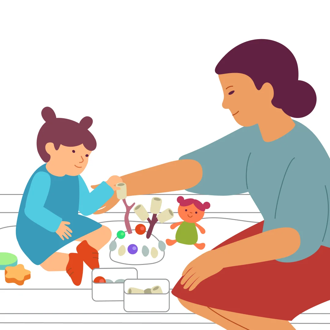Illustration for “Decorate the Cake”, step 4: Guide and support your child’s hand.