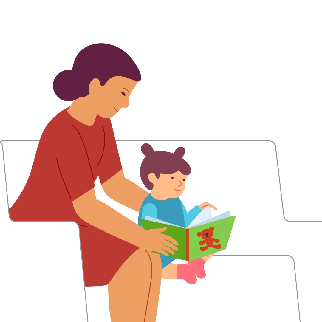 Illustration for “Tale Time”, step 2: Get comfortable on the couch or the floor.