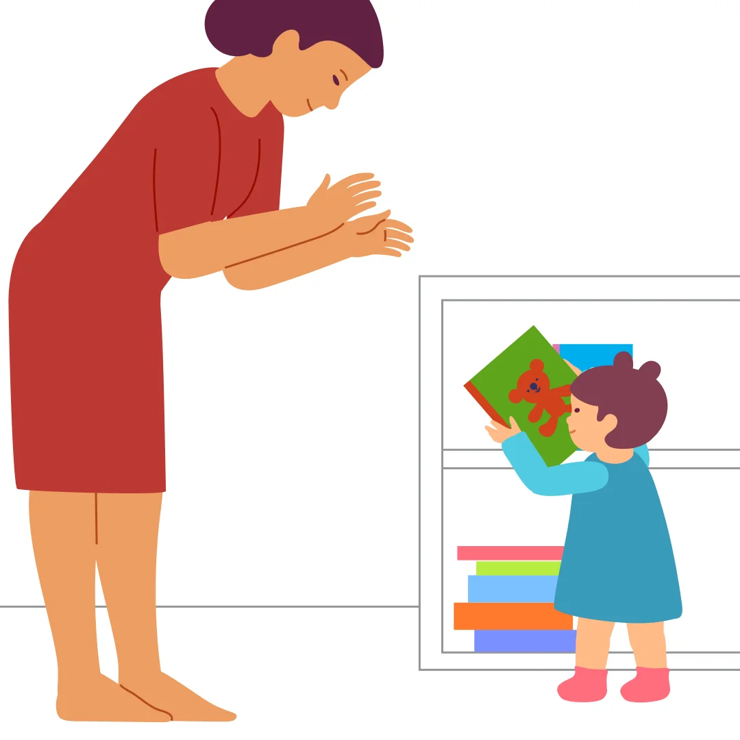 Illustration for “Tale Time”, step 4: After telling the story from the book, be sure to praise your child.