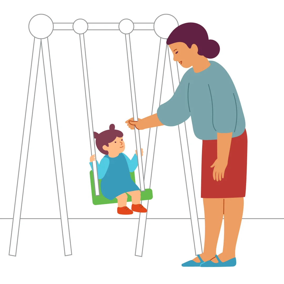 Illustration for “"Swing-Swing, Sing!"”, step 2: Start swinging slowly.