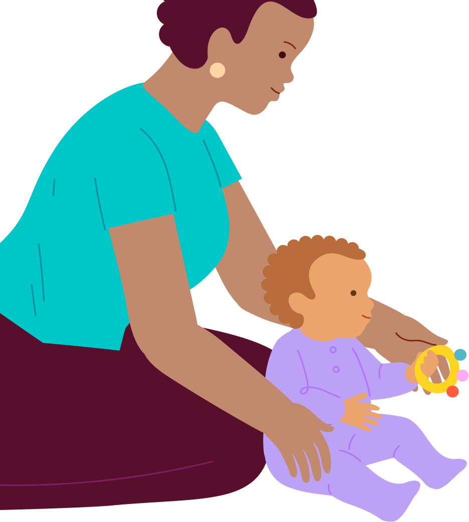 Reach the rattle—crawling around in a circle on tummy, step 4