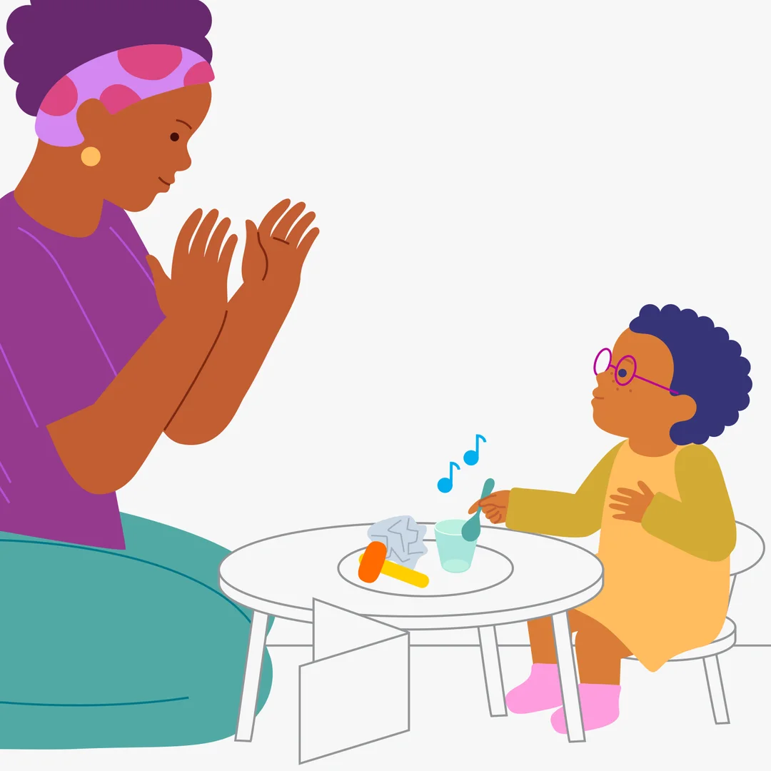 Illustration for “What's That Sound? (Household Noises)”, step 4: Let your child play with the objects on their own.