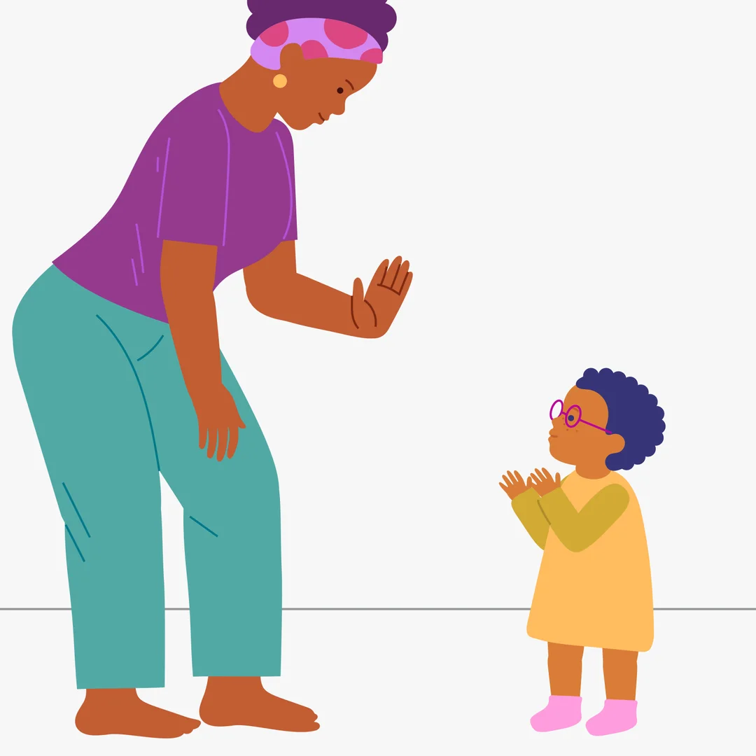 Illustration for “"Walking, walking, stop!"”, step 2: Next, sing the following verse and make a pause: Now we're tired, we've walked so far, Let's all stop, just where we are!