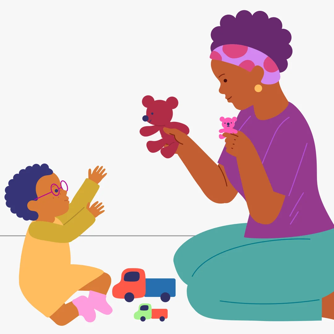 Illustration for “Big and Small”, step 2: Say: “Two bears came to visit us — a big one and a small one.