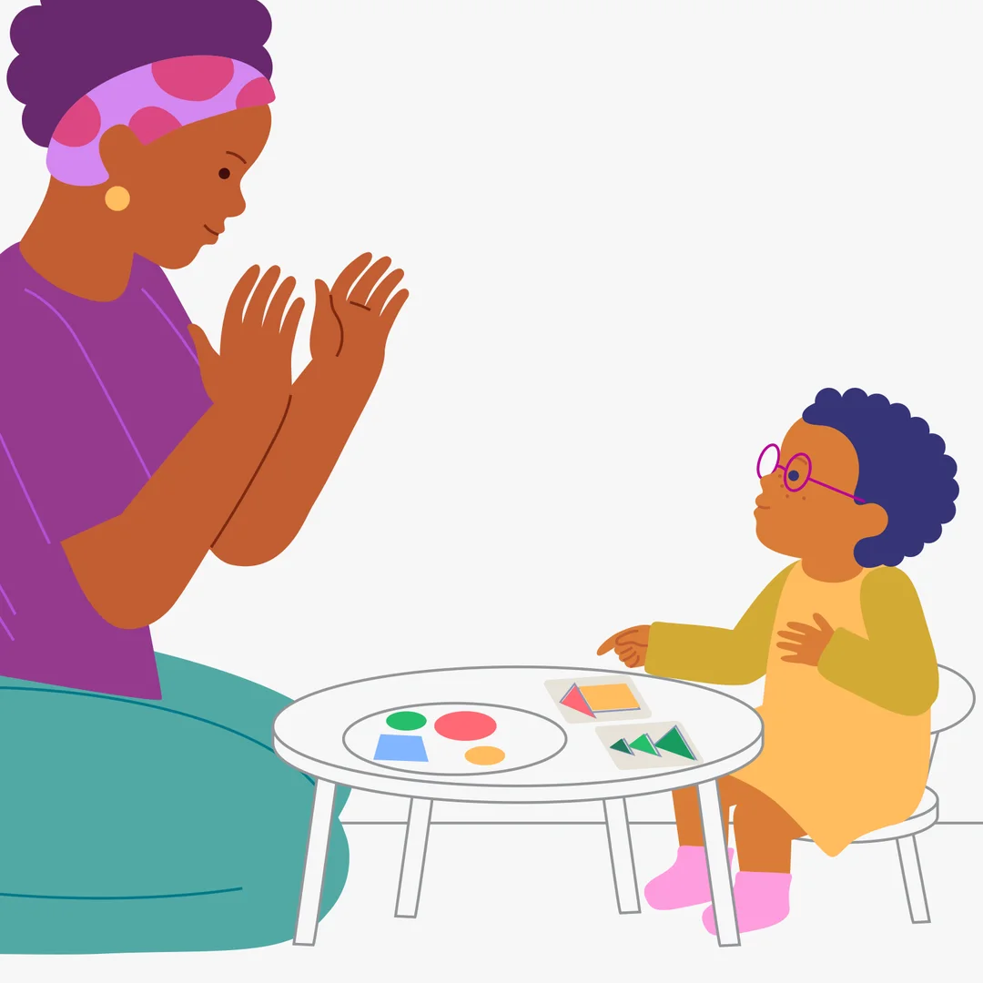 Illustration for “Make a Pretty Picture”, step 3: Be sure to praise your child: “You did so well, you made a beautiful tree!