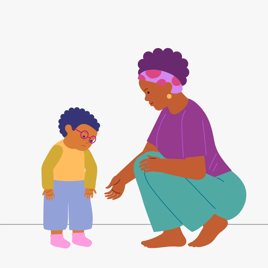 Illustration for “Toilet Time: Learning to Ask to Go”, step 1: Watch your child’s behavior: does he get distracted from activities, “freeze” for a few seconds (seems to withdraw into himself), act restless, pull at the diaper, whimper, cry,