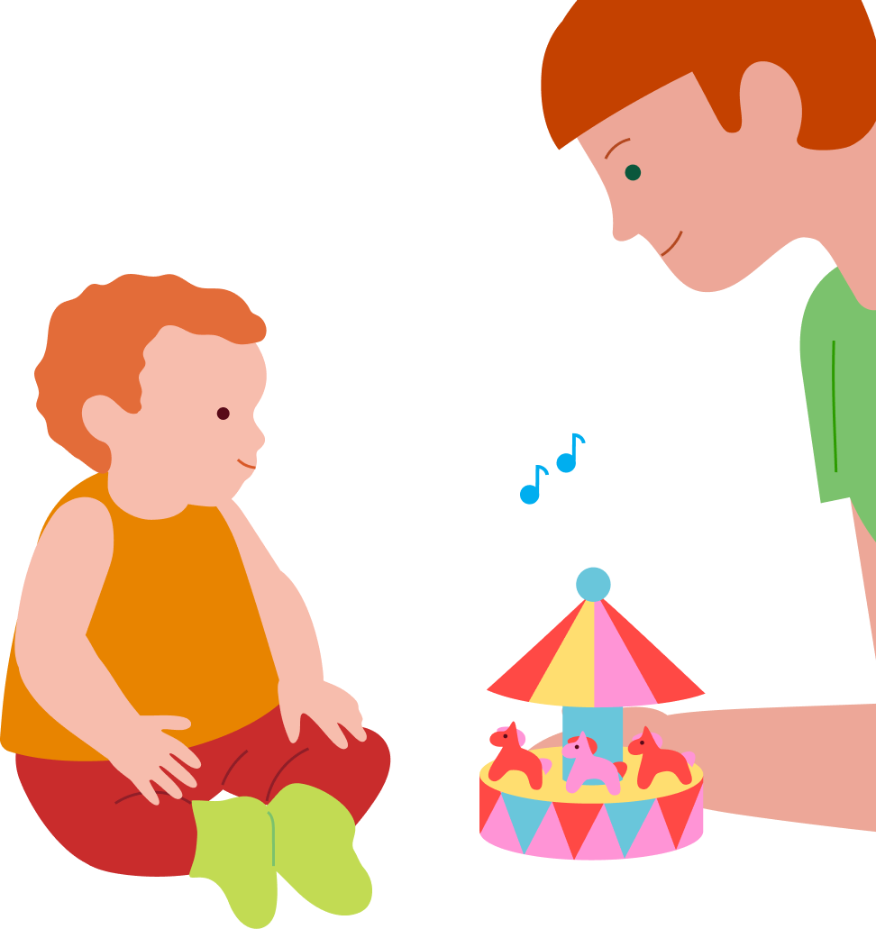 Finding a musical toy by sound, step 1
