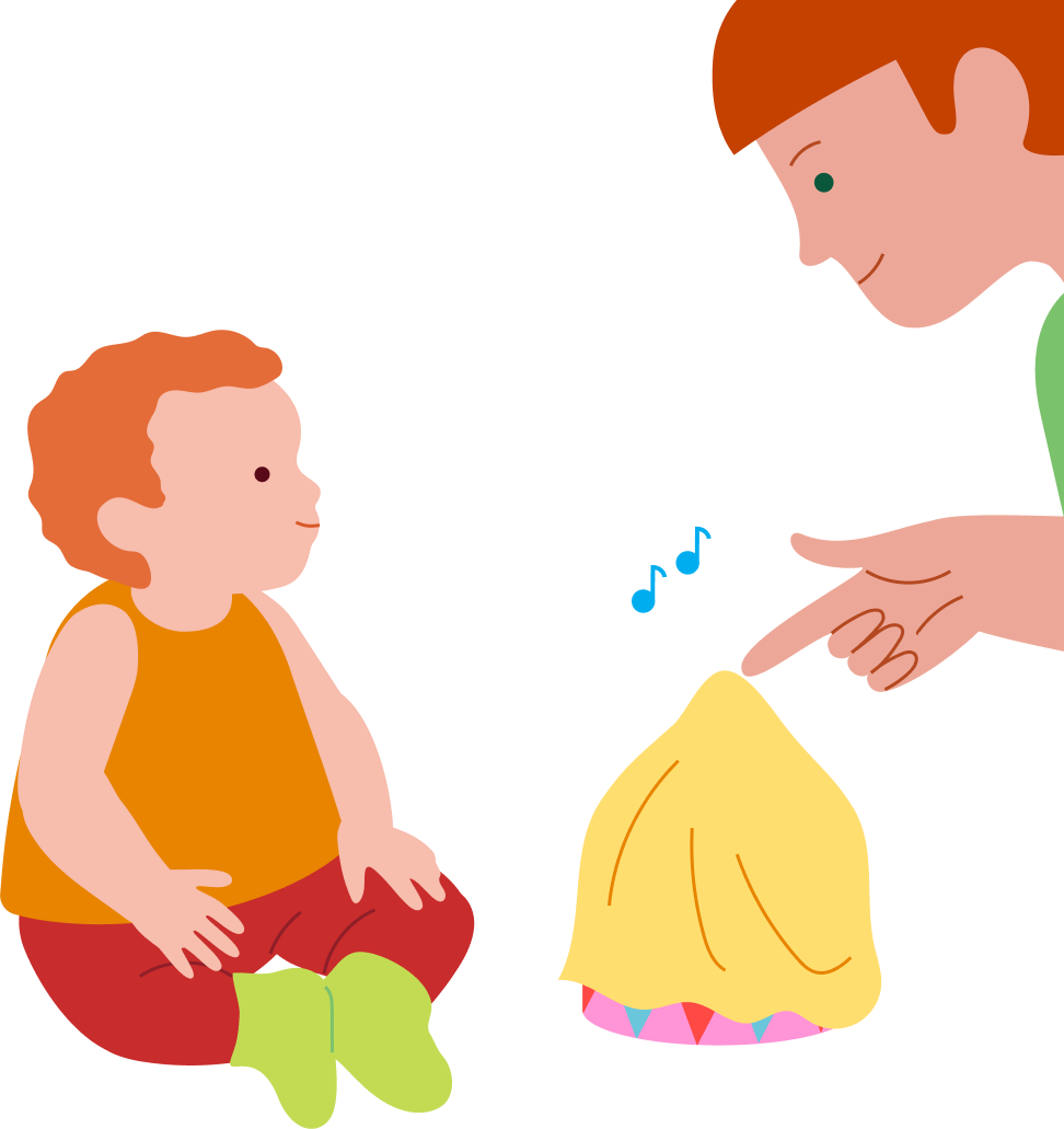 Finding a musical toy by sound, step 3