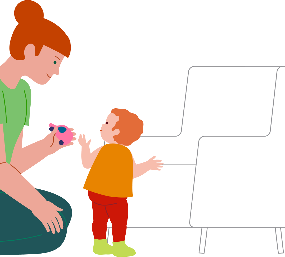 Grab the toy!” (standing up), step 4