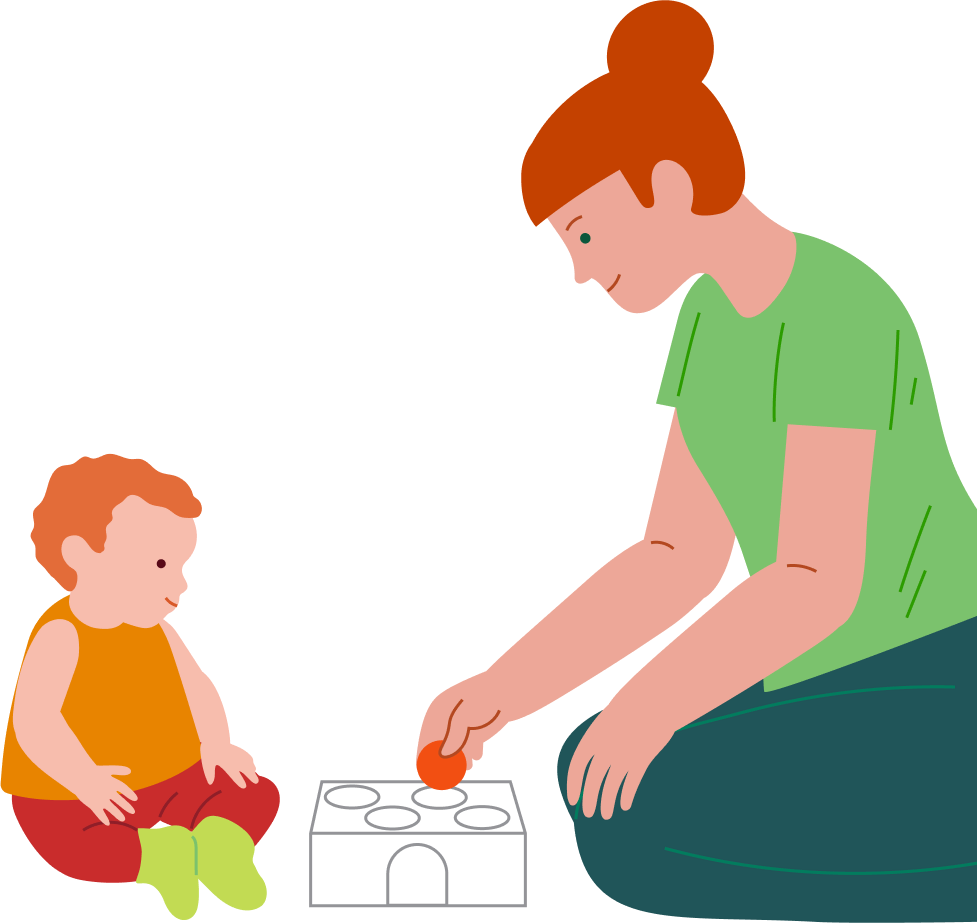 Putting objects into a box with a round hole, step 2