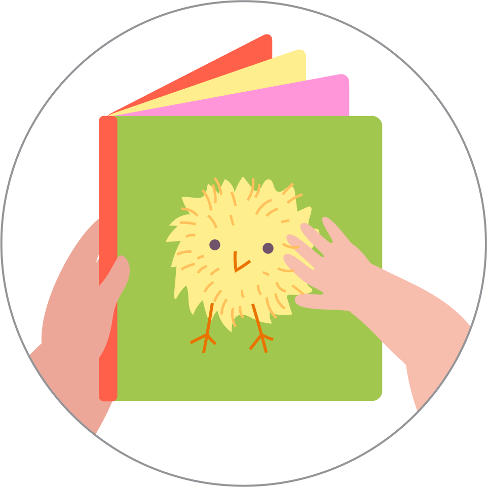 Exploring a “fluffy babies” book with touch-and-feel pages, step 2