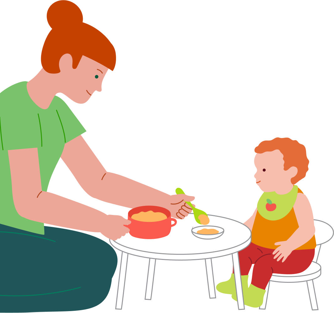 Mmm, what tasty porridge—eating with a spoon all by himself, step 2